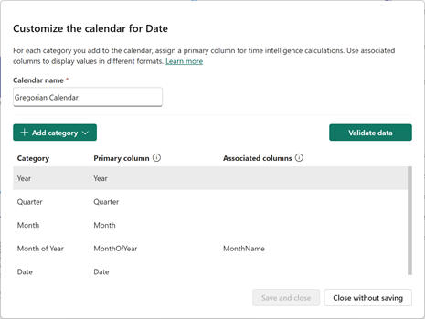 Calendriers personnalisés – capture Power BI Septembre 2025