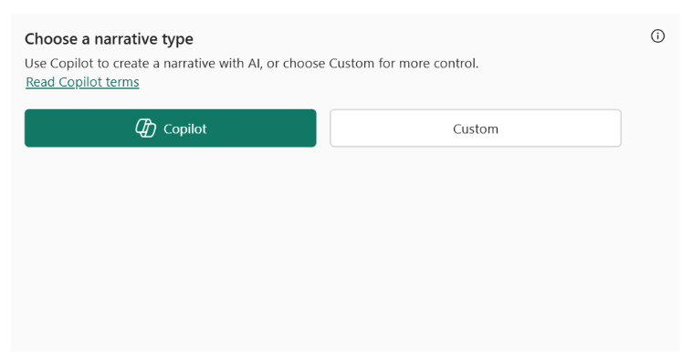 Narrative en mode Copilot – capture Power BI Avril 2026