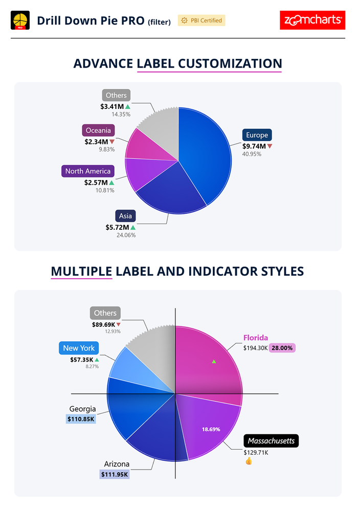 Visuel Drill Down Pie PRO (ZoomCharts)