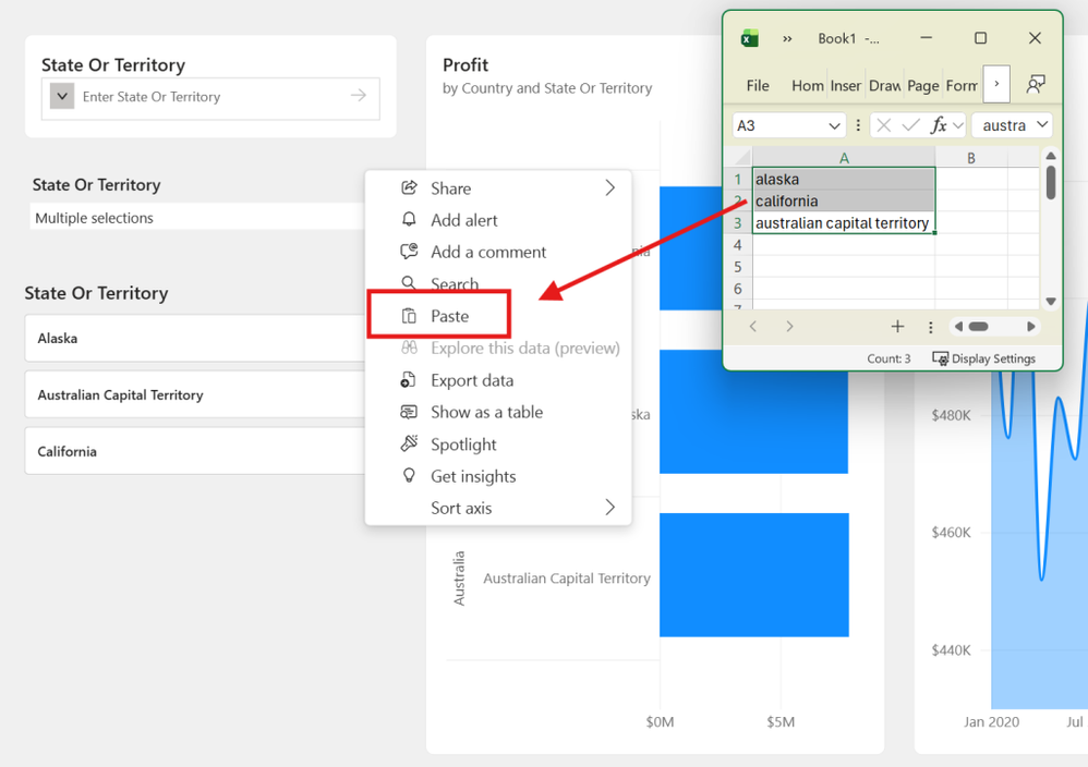Coller dans un segment – capture Power BI Février 2026