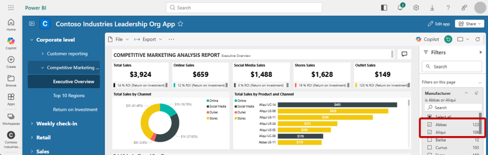 Filtres persistants en app – capture Power BI Février 2026