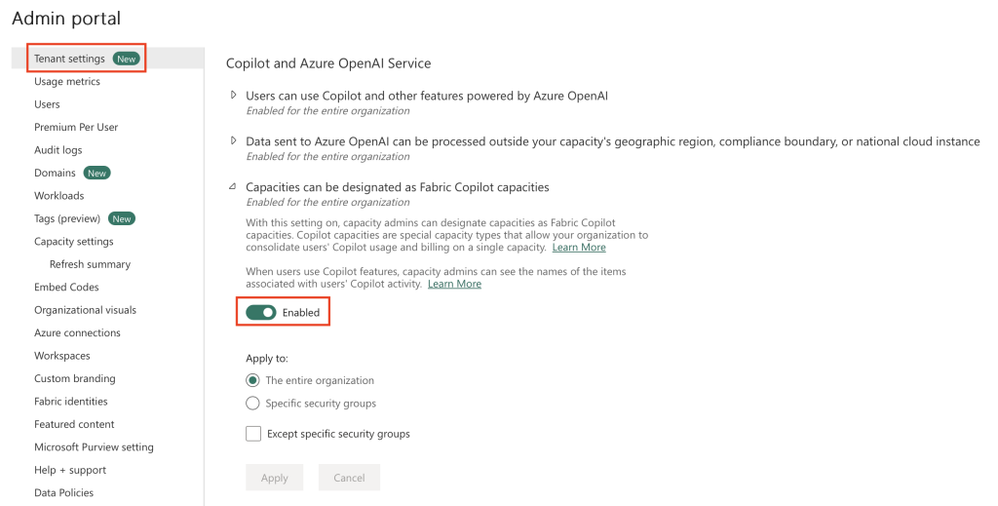 Capacité Copilot Fabric – capture Power BI Février 2026