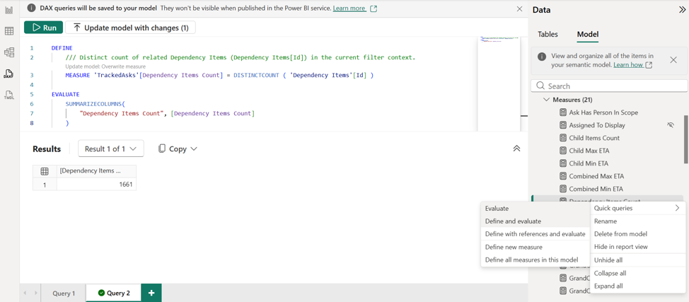 Descriptions via /// – capture Power BI Juillet 2026