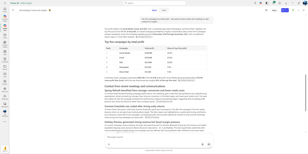 M365 Copilot dans Power BI – capture Power BI Septembre 2026