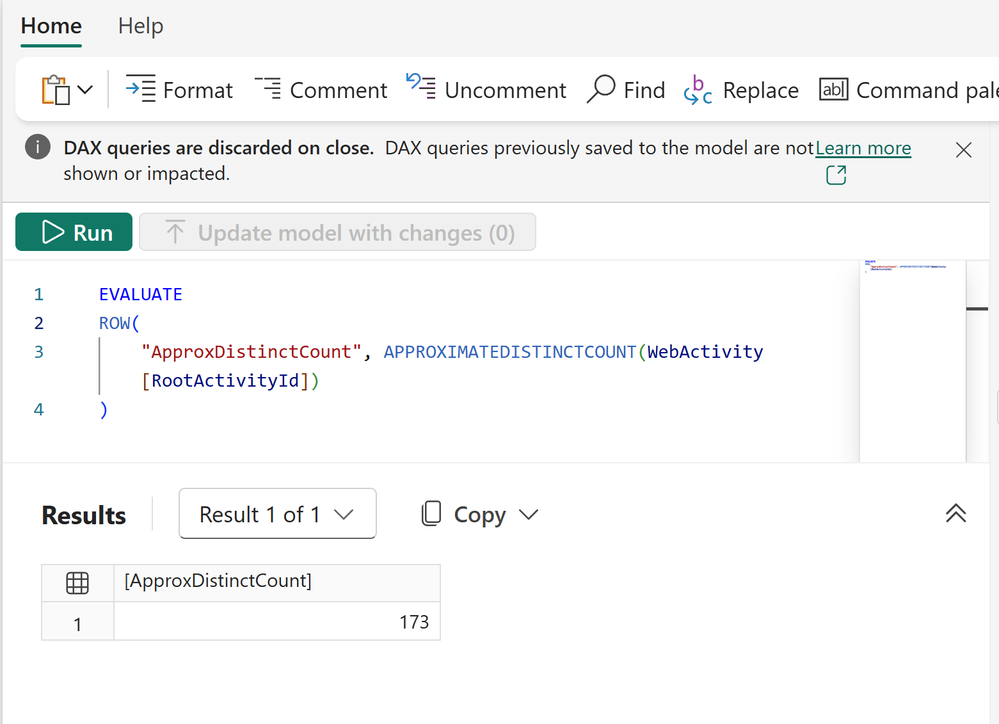 Comptage distinct approché – capture Power BI Septembre 2026
