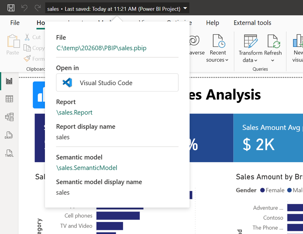 Projets PBIP – capture Power BI Septembre 2026