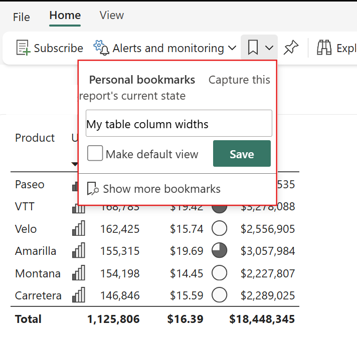 Signets et largeurs – capture Power BI Octobre 2026